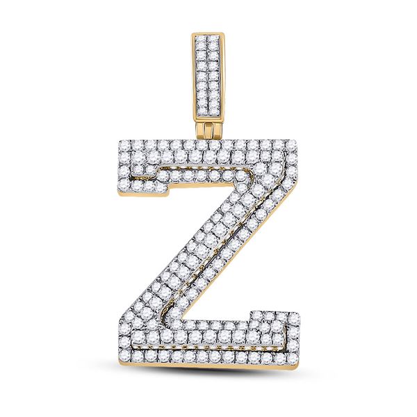Mens Diamond Letter Z Charm Pendant 1-5/8 Cttw 10kt Yellow Gold