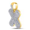 Image 2 : Mens Diamond Bubble X Letter Charm Pendant 7/8 Cttw 10kt Yellow Gold