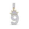 Image 1 : Mens Diamond Number 9 Crown Charm Pendant 3/4 Cttw 10kt Yellow Gold