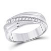 Image 1 : Sterling Silver Mens Diamond Wedding Diagonal Row Band Ring 1/5 Cttw Sterling Silver