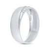 Image 4 : Sterling Silver Mens Diamond Wedding Diagonal Row Band Ring 1/5 Cttw Sterling Silver