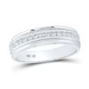 Image 1 : Mens Machine Set Diamond Wedding Channel Band Ring 1/4 Cttw 10kt White Gold