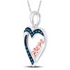 Image 2 : Blue Color Enhanced Diamond Heart Mom Pendant 1/10 Cttw Sterling Silver