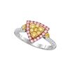 Image 1 : Yellow Pink Diamond Triangle Fashion Ring 7/8 Cttw 14kt White Gold