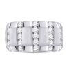 Image 2 : Mens Diamond Striped Matte Wedding Band Ring 1-1/2 Cttw 14kt White Gold