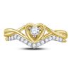 Image 2 : Diamond Heart Bridal Wedding Ring Band Set 1/4 Cttw 10kt Yellow Gold