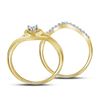 Image 4 : Diamond Heart Bridal Wedding Ring Band Set 1/4 Cttw 10kt Yellow Gold