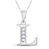 Image 1 : Diamond L Initial Letter Pendant 1/20 Cttw 10kt White Gold