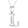 Image 2 : Diamond L Initial Letter Pendant 1/20 Cttw 10kt White Gold