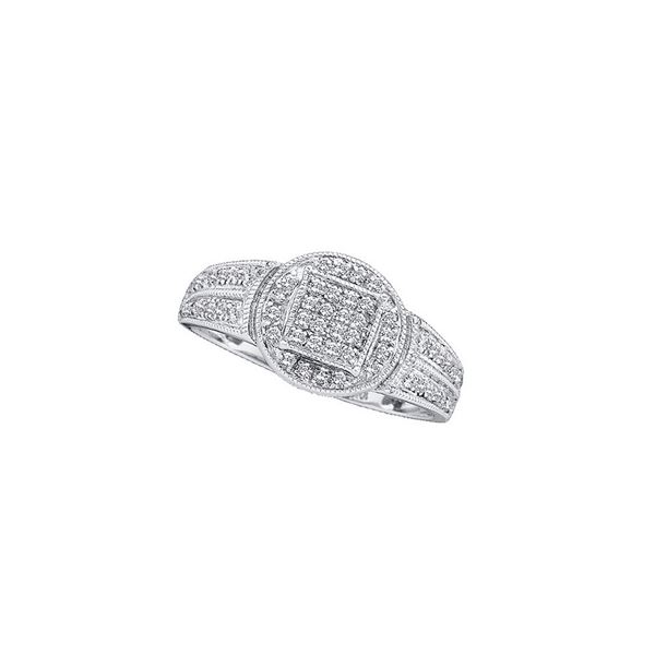 Diamond Circle Frame Cluster Ring 1/5 Cttw 14kt White Gold