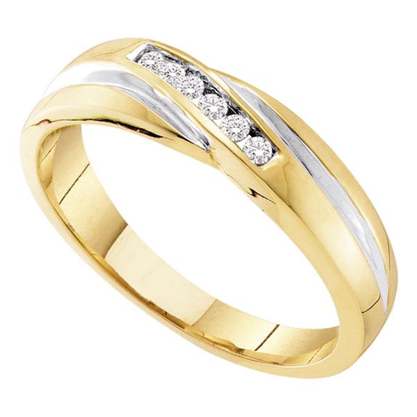 Mens Diamond Wedding Band Ring 1/8 Cttw 10kt Yellow Gold