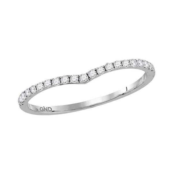 Diamond Chevron Stackable Band Ring 1/6 Cttw 14kt White Gold