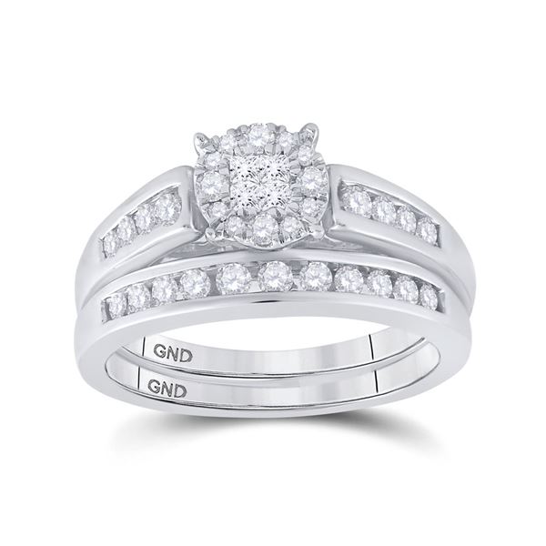 Princess Diamond Bridal Wedding Ring Band Set 1/2 Cttw 14kt White Gold