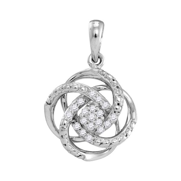 Diamond Cluster Pendant 1/10 Cttw 10kt White Gold