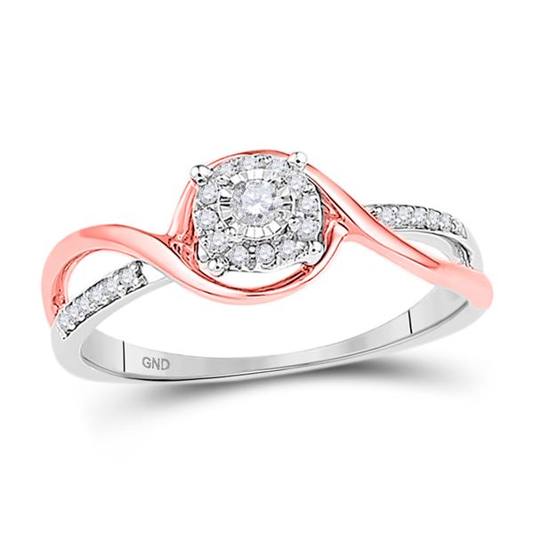 Diamond Solitaire Promise Ring 1/8 Cttw 10kt Two-tone Gold