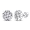 Image 1 : Diamond Circle Cluster Earrings 1/20 Cttw 10kt White Gold