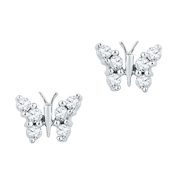 Diamond Butterfly Bug Earrings 1/5 Cttw 10kt White Gold