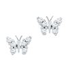 Image 1 : Diamond Butterfly Bug Earrings 1/5 Cttw 10kt White Gold