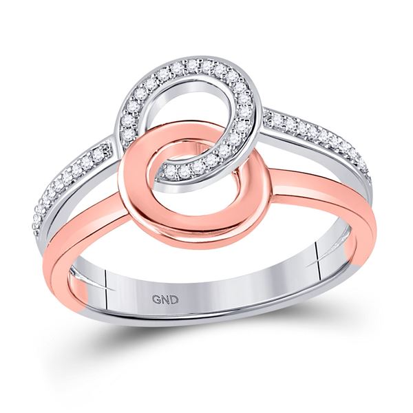 Diamond Linked Circle Ring 1/10 Cttw 10kt Two-tone Gold