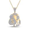 Mens Diamond Globe Money Earth Charm Pendant 1-1/2 Cttw 10kt Yellow Gold