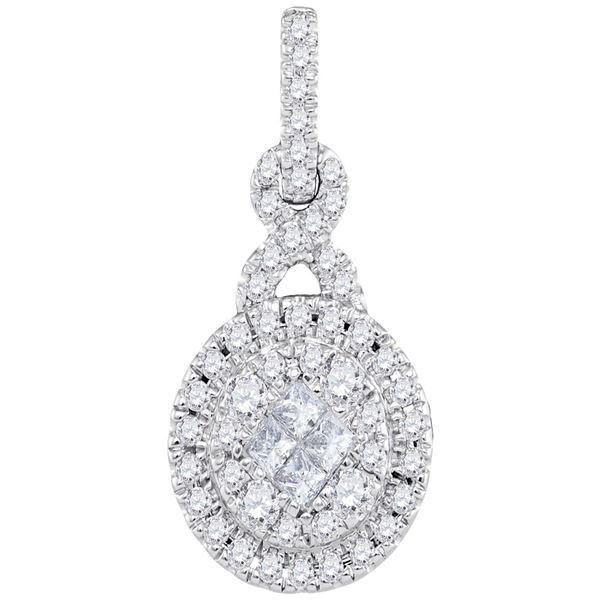 Princess Diamond Cluster Pendant 1/2 Cttw 14kt White Gold