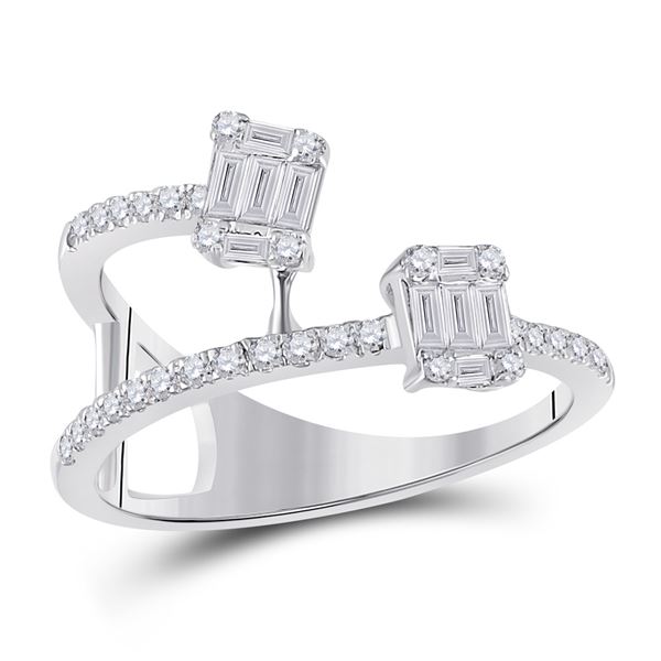 Baguette Diamond Fashion Ring 1/2 Cttw 14kt White Gold