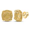 Image 1 : Yellow-Tone Sterling Silver Mens Yellow Color Enhanced Diamond Stud Earrings 1/5 Cttw Yellow-Tone St