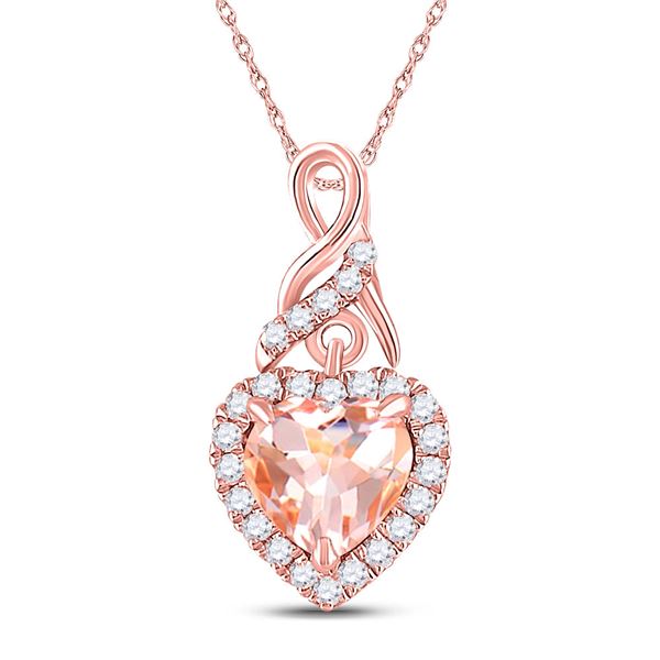 Heart Morganite Diamond Fashion Pendant 1 Cttw 10kt Rose Gold