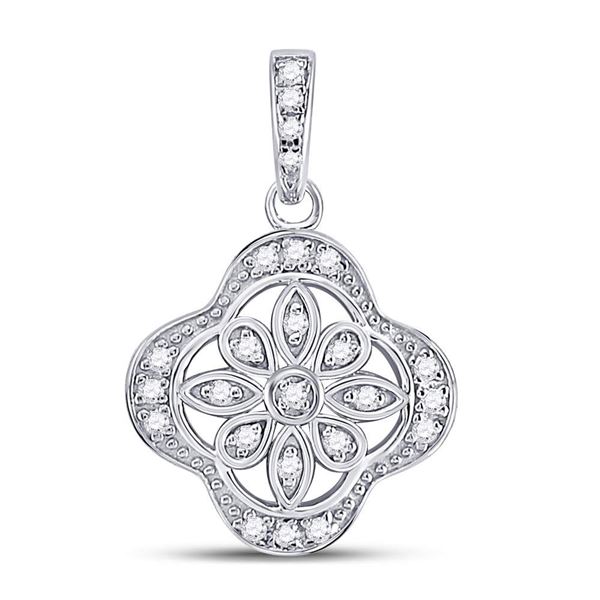 Diamond Starburst Fashion Pendant 1/10 Cttw Sterling Silver