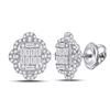 Baguette Diamond Quatrefoil Cluster Earrings 1 Cttw 14kt White Gold