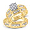 Image 1 : His Hers Diamond Cluster Matching Wedding Set 1/3 Cttw 10kt Yellow Gold
