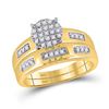 Image 2 : His Hers Diamond Cluster Matching Wedding Set 1/3 Cttw 10kt Yellow Gold