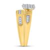 Image 4 : His Hers Diamond Cluster Matching Wedding Set 1/3 Cttw 10kt Yellow Gold