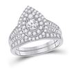 Diamond Pear Bridal Wedding Ring Band Set 1 Cttw 10kt White Gold