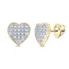 Diamond Heart Earrings 1/10 Cttw 10kt Yellow Gold