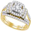 Diamond Bridal Wedding Ring Band Set 1 Cttw 14kt Yellow Gold