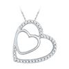 Diamond Double Heart Pendant 1/8 Cttw 10kt White Gold