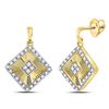 Diamond Diagonal Square Dangle Earrings 1/5 Cttw 10kt Yellow Gold