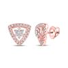 Image 1 : Diamond Cluster Triangle Earrings 3/8 Cttw 14kt Rose Gold