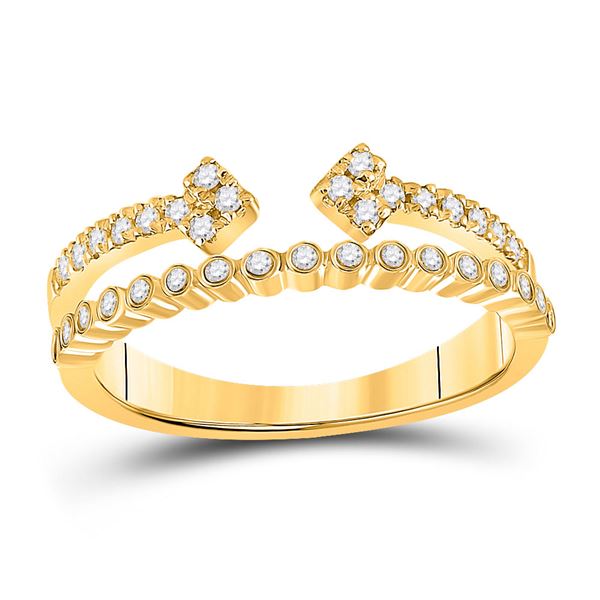 Diamond Bisected Modern Fashion Ring 1/4 Cttw 10kt Yellow Gold