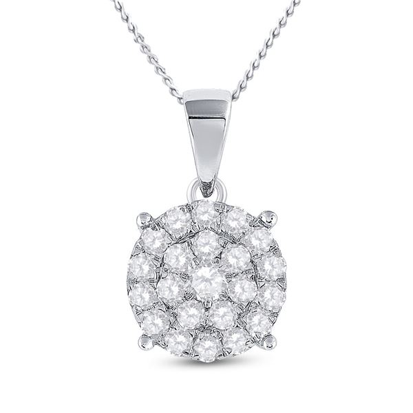 Diamond Cluster Pendant 2 Cttw 10kt White Gold