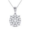Image 1 : Diamond Cluster Pendant 2 Cttw 10kt White Gold