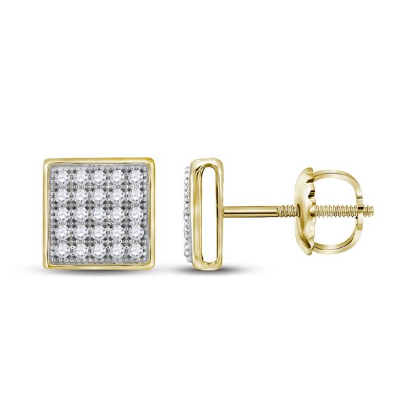 Diamond Square Earrings 1/6 Cttw 10kt Yellow Gold