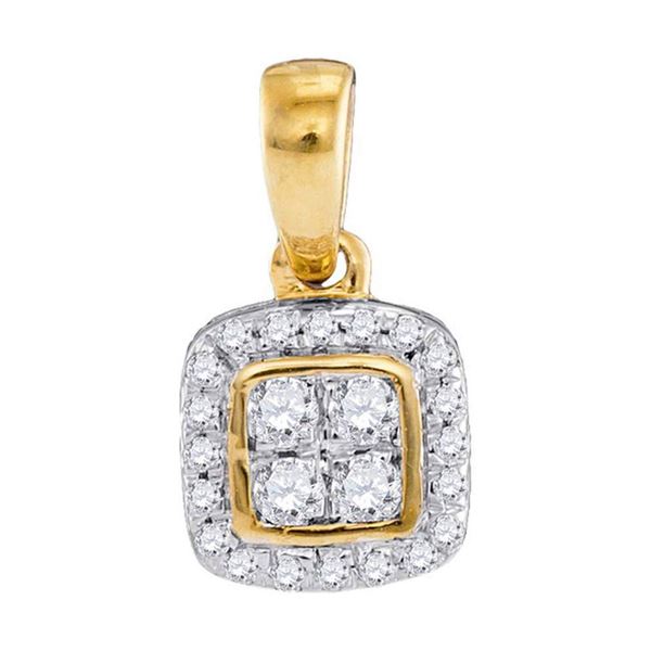 Diamond Square Cluster Pendant 1/10 Cttw 10kt Yellow Gold