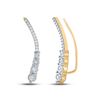 Diamond Climber Earrings 1/4 Cttw Yellow-tone Sterling Silver