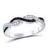 Black Color Enhanced Diamond Woven Band Ring 1/6 Cttw Sterling Silver