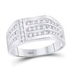Mens Diamond Triple Row Fashion Ring 1/2 Cttw 14kt White Gold