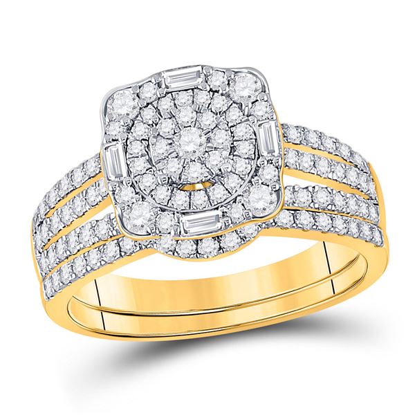 Diamond Bridal Wedding Ring Band Set 1 Cttw 14kt Yellow Gold