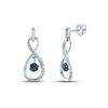 Image 1 : Blue Color Enhanced Diamond Infinity Dangle Earrings 1/4 Cttw Sterling Silver