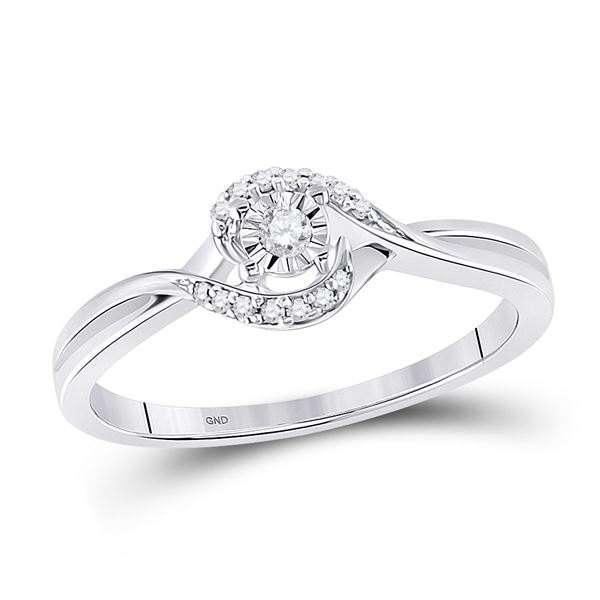 Diamond Solitaire Promise Ring 1/10 Cttw 10kt White Gold